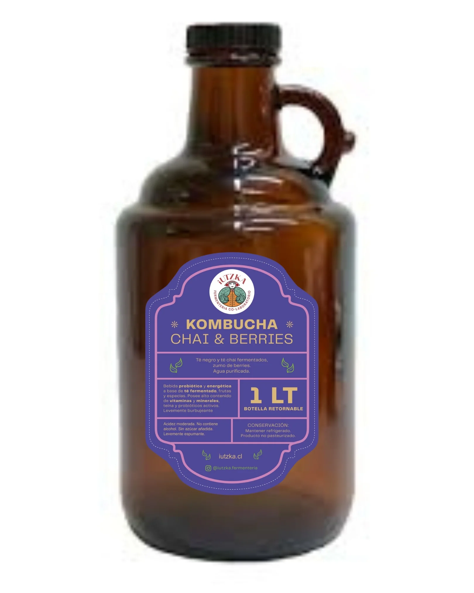 Kombucha 1lt growler chai berries kombucha 1 litro growler ambar chai & berries