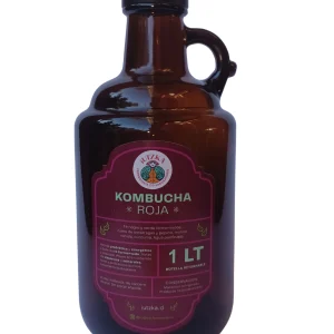 Kombucha roja 1 litro betarraga-curcuma-pepino-matico growler vidrio