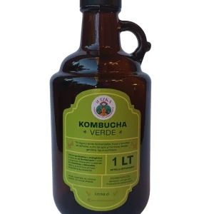 Kombucha Verde 1 litro growler vidrio ámbar