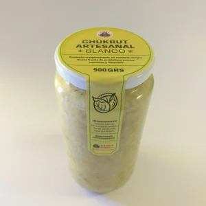 Chukrut artesanal de repollo, eneldo y laurel. Probióticos activos, vitaminas, fibra (prebióticos). 900gr. No pasteurizado. Envase vidrio.